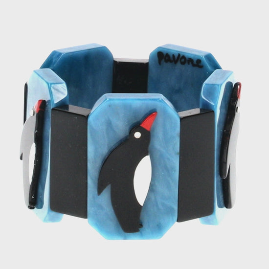 French Blue and Black Penguin Bracelet 