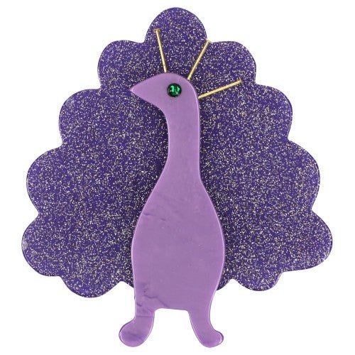Purple and Brilliant Purple Peacock Bird Brooch - Galalith – Vintage Jewelry - handcrafted by Pavone by Pavone