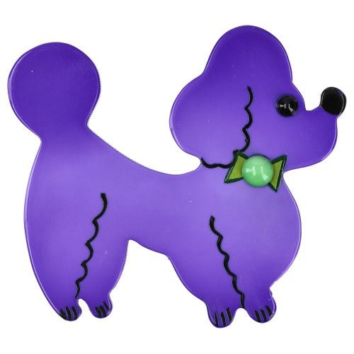 Purple and Green Bisou Poodle Dog Brooch - Galalith – Vintage Jewelry - handcrafted by Pavone by Pavone