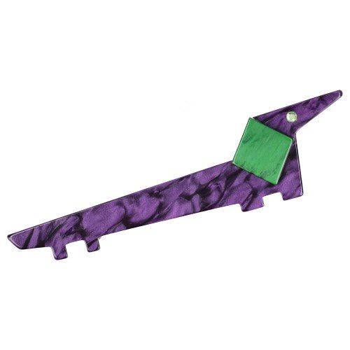 Purple and Malachite Green Lola Teckel Dog Brooch - Galalith – Vintage Jewelry - handcrafted by Pavone by Pavone