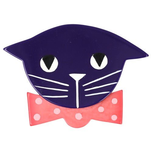 Purple and Pink Bow Tie Cat with Polka Dot - Galalith – Vintage Jewelry - handcrafted by Pavone by Pavone
