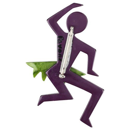 Purple Aubergine and Green Dancing Josephine Brooch - Galalith – Vintage Jewelry - handcrafted by Pavone by Pavone