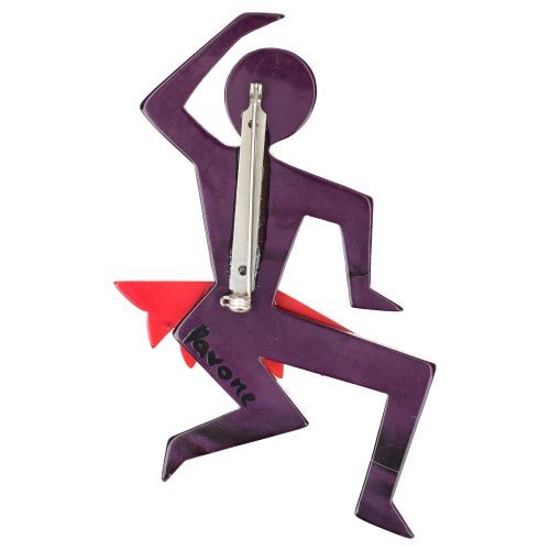 Purple Aubergine and Red Dancing Josephine Brooch - Galalith – Vintage Jewelry - handcrafted by Pavone by Pavone