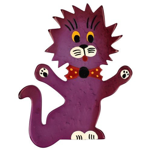 Purple Clown Cat Brooch - Galalith – Vintage Jewelry - handcrafted by Pavone by Pavone
