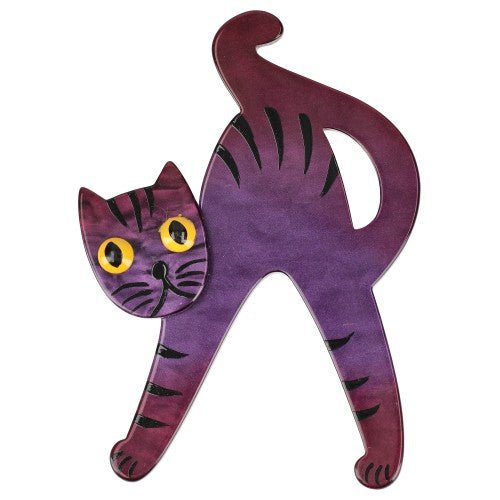 Purple Happy Cat Brooch (Large Size) - Galalith – Vintage Jewelry - handcrafted by Pavone by Pavone