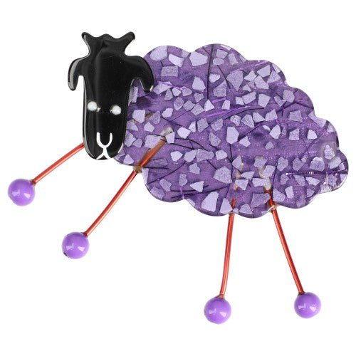 Purple Mosaic Sheep Brooch - Galalith – Vintage Jewelry - handcrafted by Pavone by Pavone
