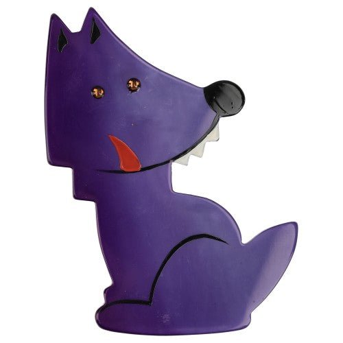 Purple Werewolf Wolf Brooch (large size) - Galalith – Vintage Jewelry - handcrafted by Pavone by Pavone