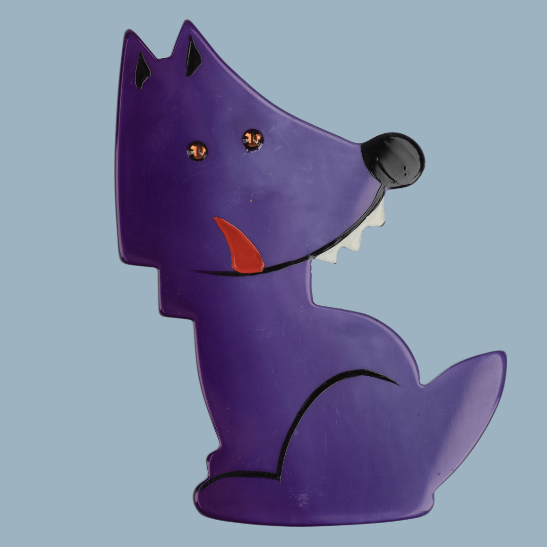 Purple Werewolf Wolf Brooch (large size) - Galalith – Vintage Jewelry - handcrafted by Pavone by Pavone
