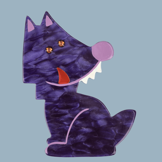 Purple Werewolf Wolf Brooch (small size) - Galalith – Vintage Jewelry - handcrafted by Pavone by Pavone