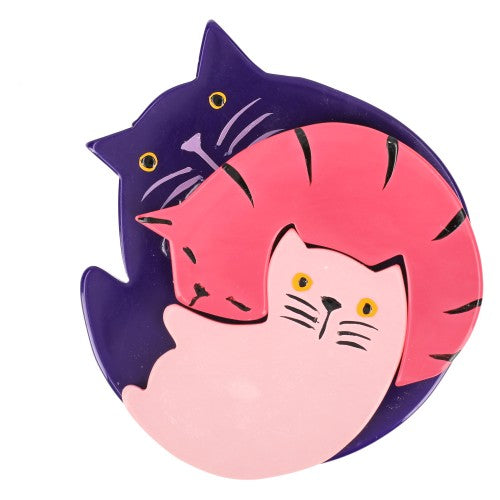 Purple, Candy and Light Pink Puzzle Cat Brooch