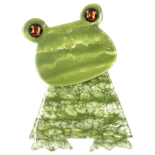 Almond Green Rana Frog Brooch