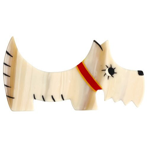 Cream White Scottish Raoul Dog Brooch - Galalith – Vintage Jewelry - handcrafted by Pavone by Pavone