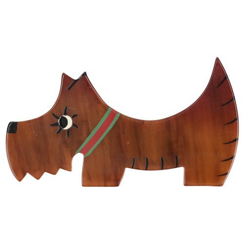 Caramel Brown Scottish Raoul Dog Brooch - Galalith – Vintage Jewelry - handcrafted by Pavone by Pavone