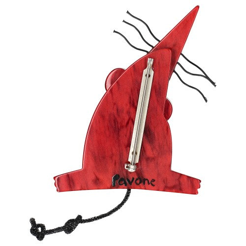 Cardinal Red Sherlock Rat Brooch back side