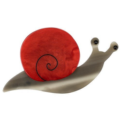 Red and Beige Snail Brooch - Galalith – Vintage Jewelry - handcrafted by Pavone by Pavone