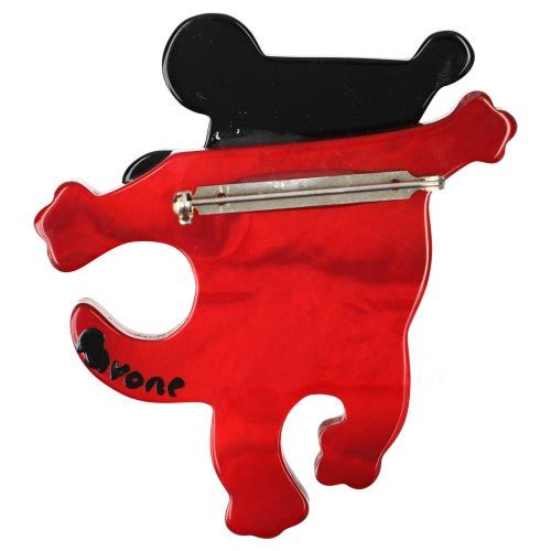 Red and Black Dancing Mouse Brooch - Galalith – Vintage Jewelry - handcrafted by Pavone by Pavone