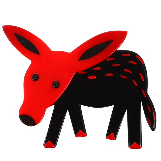 Red and Black Donkey Brooch - Galalith – Vintage Jewelry - handcrafted by Pavone by Pavone