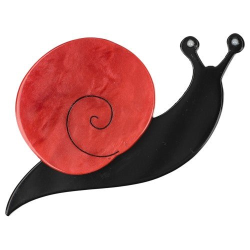 Red and Black Snail Brooch - Galalith – Vintage Jewelry - handcrafted by Pavone by Pavone