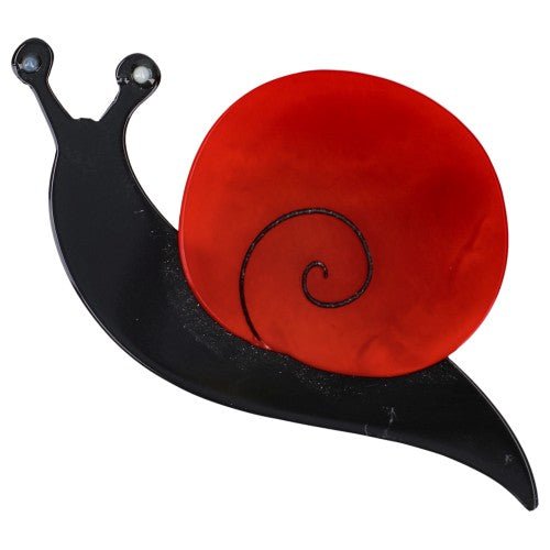 Red and Black Snail Brooch - Galalith – Vintage Jewelry - handcrafted by Pavone by Pavone