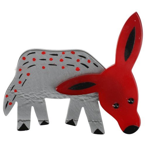 Red and Grey Donkey Brooch D - Galalith – Vintage Jewelry - handcrafted by Pavone by Pavone
