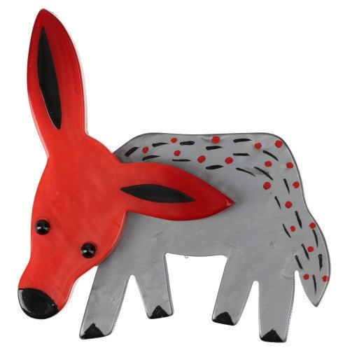 Red and Grey Donkey Brooch G - Galalith – Vintage Jewelry - handcrafted by Pavone by Pavone