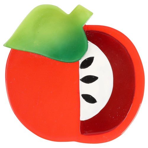 Red and Half Apple Brooch - Galalith – Vintage Jewelry - handcrafted by Pavone by Pavone
