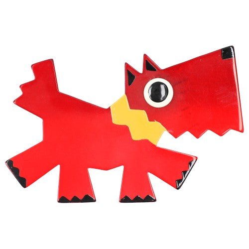 Red and Yellow Ricky Dog Brooch - Galalith – Vintage Jewelry - handcrafted by Pavone by Pavone