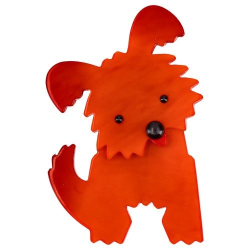 Red Bobby Dog Brooch - Galalith – Vintage Jewelry - handcrafted by Pavone by Pavone