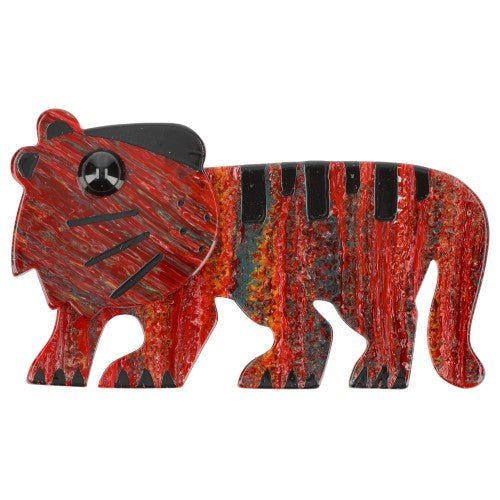 Red - Brown Tiger Tigredou Brooch - Galalith – Vintage Jewelry - handcrafted by Pavone by Pavone