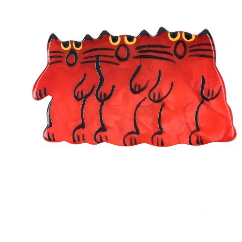 Red Choir of kitties Brooch (small size) - Galalith – Vintage Jewelry - handcrafted by Pavone by Pavone