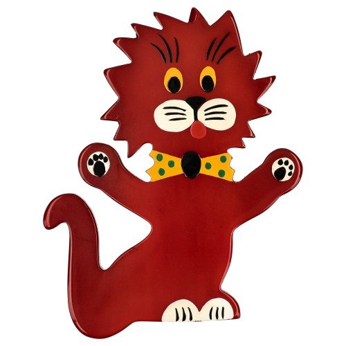 Red Clown Cat Brooch - Galalith – Vintage Jewelry - handcrafted by Pavone by Pavone