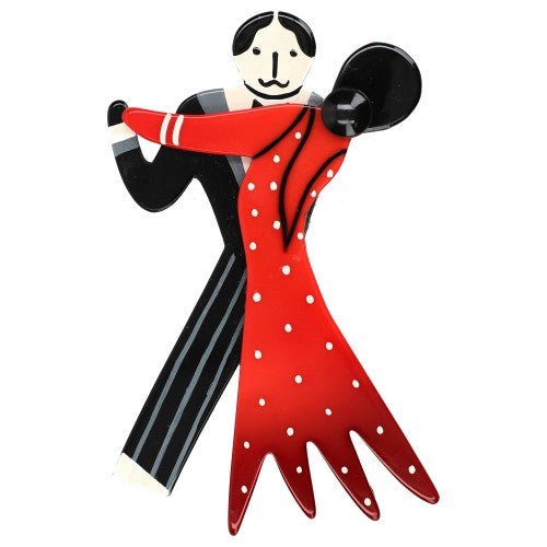 Red Flamenco Dancers Brooch - Galalith – Vintage Jewelry - handcrafted by Pavone by Pavone