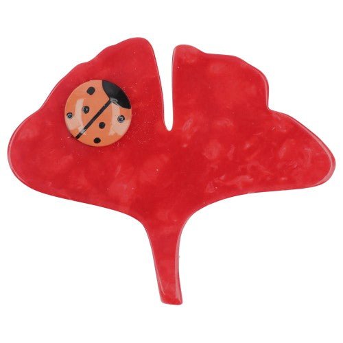 Red Ginko Leaf Brooch - Galalith – Vintage Jewelry - handcrafted by Pavone by Pavone