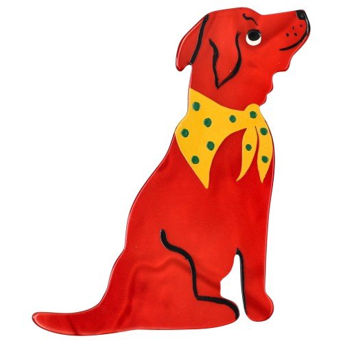 Red Labrador Dog Brooch (right) - Galalith – Vintage Jewelry - handcrafted by Pavone by Pavone