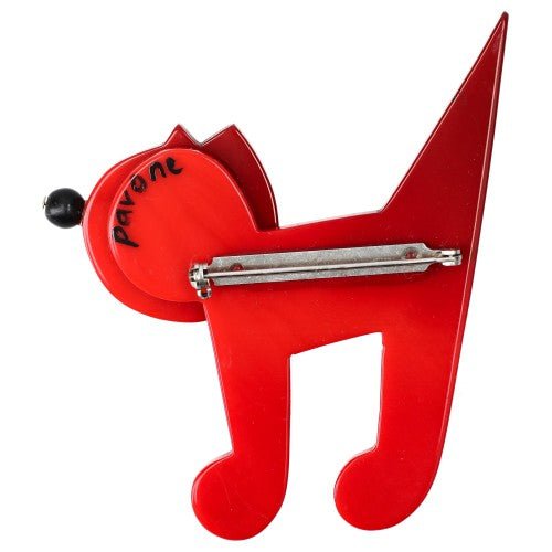 Red Musico Cat Brooch (Right) - Galalith – Vintage Jewelry - handcrafted by Pavone by Pavone