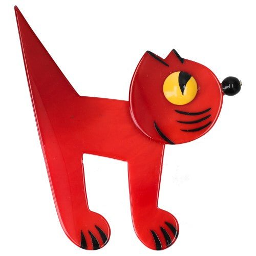 Red Musico Cat Brooch (Right) - Galalith – Vintage Jewelry - handcrafted by Pavone by Pavone