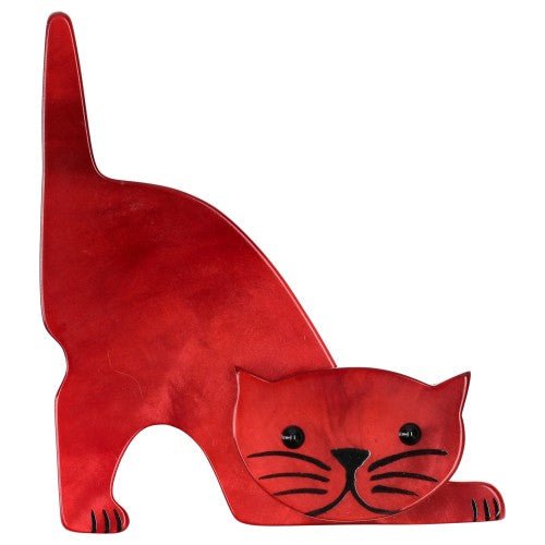 Red Nino Cat Brooch - Galalith – Vintage Jewelry - handcrafted by Pavone by Pavone