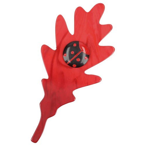 Red Oak Leaf Brooch - Galalith – Vintage Jewelry - handcrafted by Pavone by Pavone