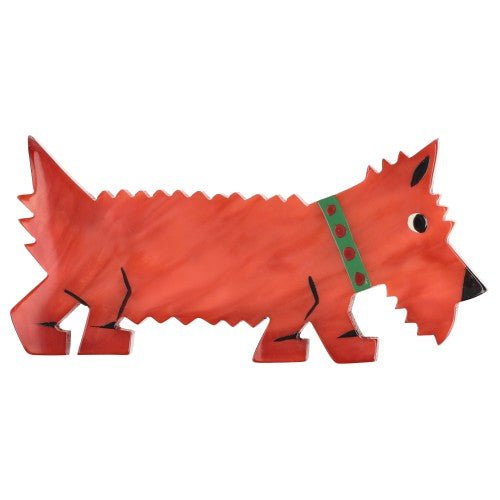 Red - Orange Titane Westie Dog Brooch - Galalith – Vintage Jewelry - handcrafted by Pavone by Pavone