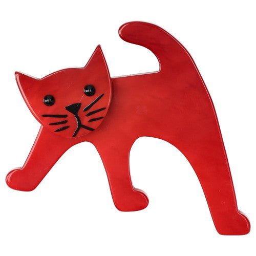 Red Ouistiti Cat Brooch - Galalith – Vintage Jewelry - handcrafted by Pavone by Pavone