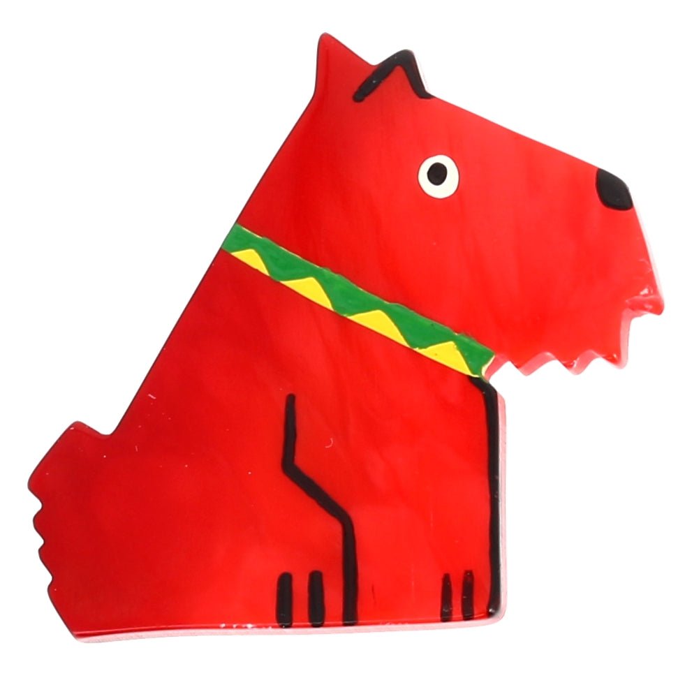 Red Ric Dog Brooch (Mini Brooch) - Galalith – Vintage Jewelry - handcrafted by Pavone by Pavone