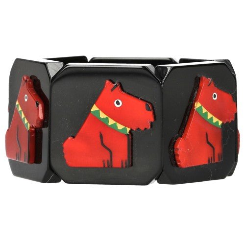 Red Scottish Ric Dog Bracelet With Black - Galalith – Vintage Jewelry - handcrafted by Pavone by Pavone