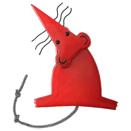 Red Sherlock Rat Brooch - Galalith – Vintage Jewelry - handcrafted by Pavone by Pavone