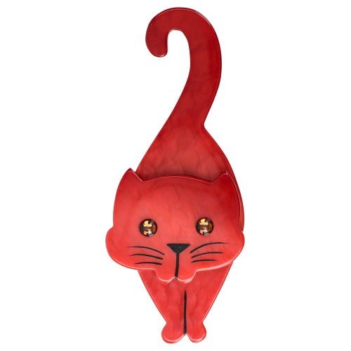 Red Tintin Cat Brooch - Galalith – Vintage Jewelry - handcrafted by Pavone by Pavone