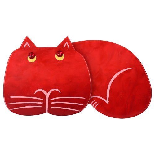 Red Tommy Cat Brooch - Galalith – Vintage Jewelry - handcrafted by Pavone by Pavone