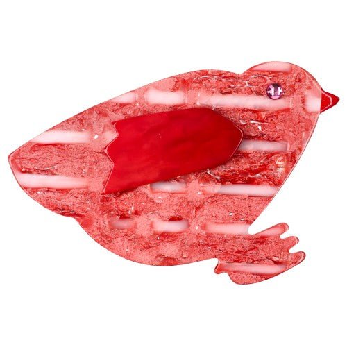 Red - White and Red Hen Brooch - Galalith – Vintage Jewelry - handcrafted by Pavone by Pavone