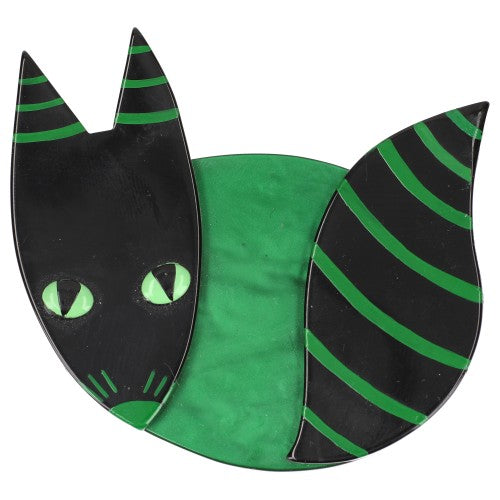 Black and Malachite Green Mysterious Fox Brooch