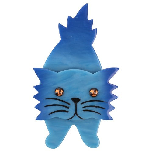 Blue Roc Cat Brooch