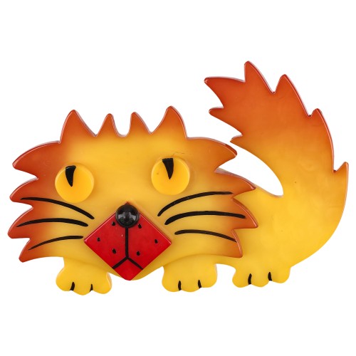 Yellow And Red Rocky Cat Brooch