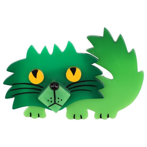 Mint and Anise Green Rocky Cat Brooch